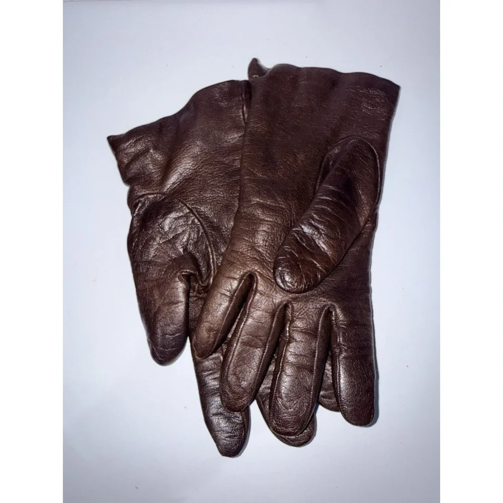 Sermoneta‎ Gloves Italian  Cashmere Lined Brown Leather Gloves Size 7.5 1